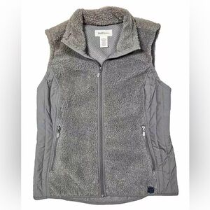 Ruff Hewn Sherpa Full Zip Vest Womens Medium Zip Pockets Warm Taupe Brown VGUC